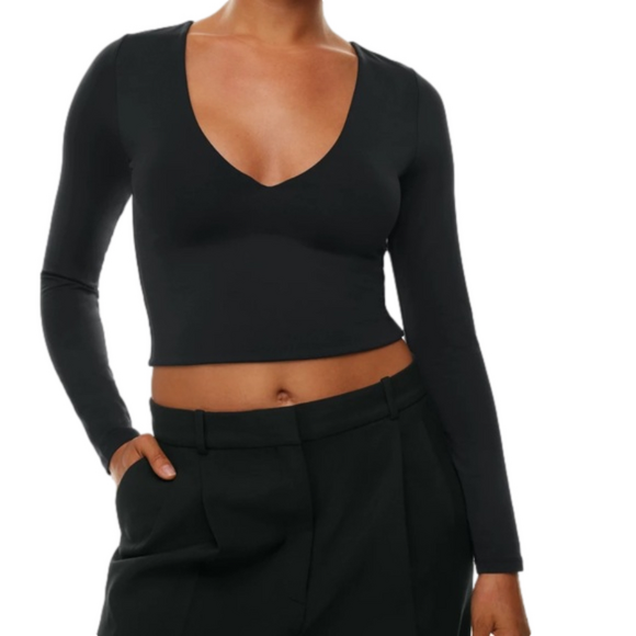 Babaton Tops - SOLD Babaton Contour V-neck Longsleeve Small Black